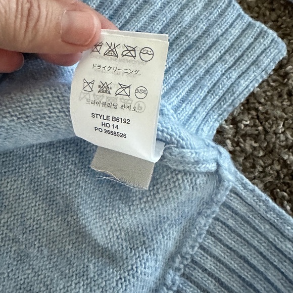 Jcrew sweater small blue long sleeve wool blend preppy ribbed wrist & collar - Picture 12 of 12